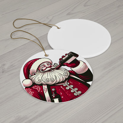Santa Ornament - Holiday Decor, Christmas Decoration, Wine Lovers, Personalized Ornament, Festive Keepsake