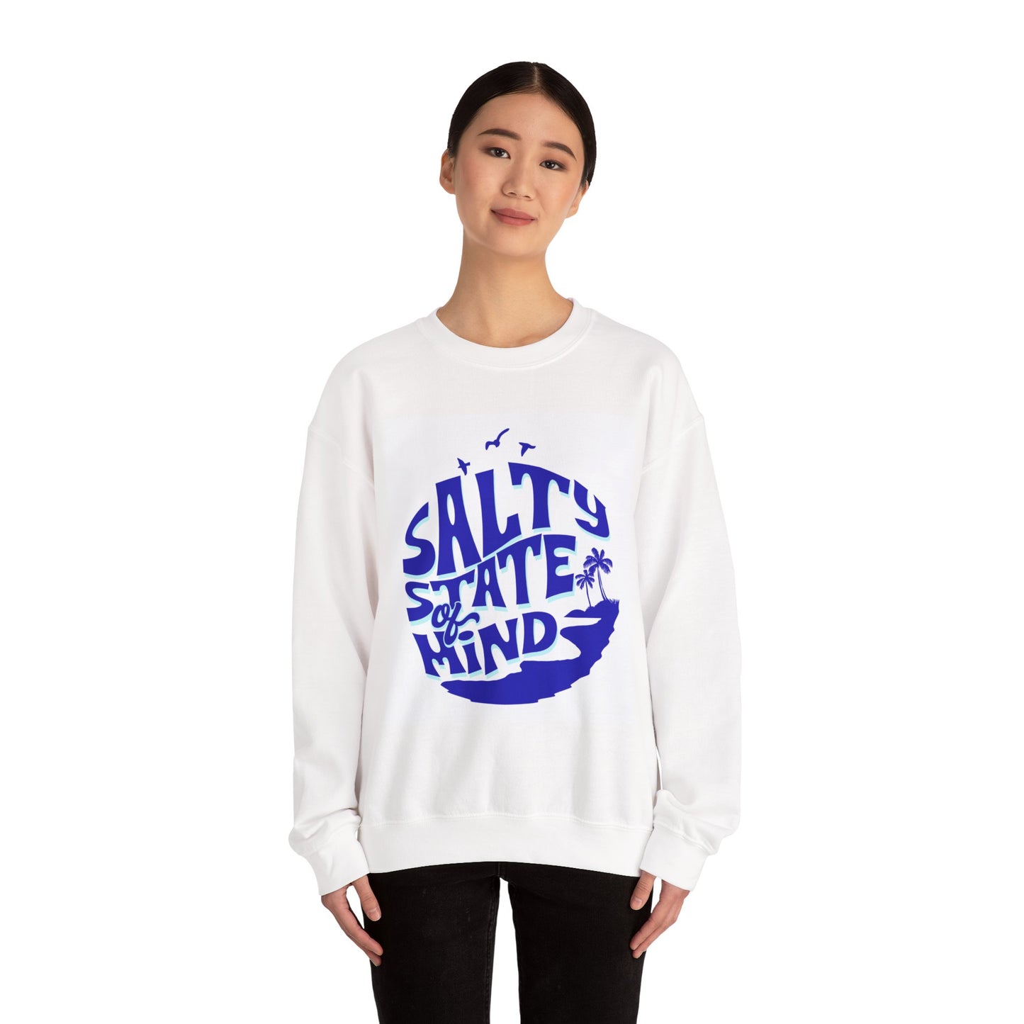 Cozy Salty State of Mind Sweatshirt, Unisex Crewneck Sweater, Beach Vibe Apparel, Gift for Ocean Lovers, Relaxed Casual Wear