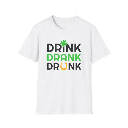 Funny St. Patrick's Day T-Shirt - Drink Drank Drunk Tee, Unisex Casual Wear, Party Top, Gift for Leprechaun Lovers, Celebration Shirt