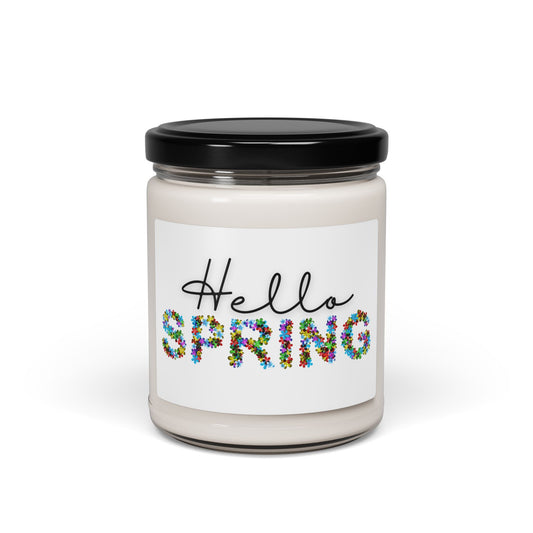 Hello Spring Scented Soy Candle, 9oz | Eco-Friendly Candle, Spring Decor, Gift for Her, Aromatherapy Candle, Home Fragrance